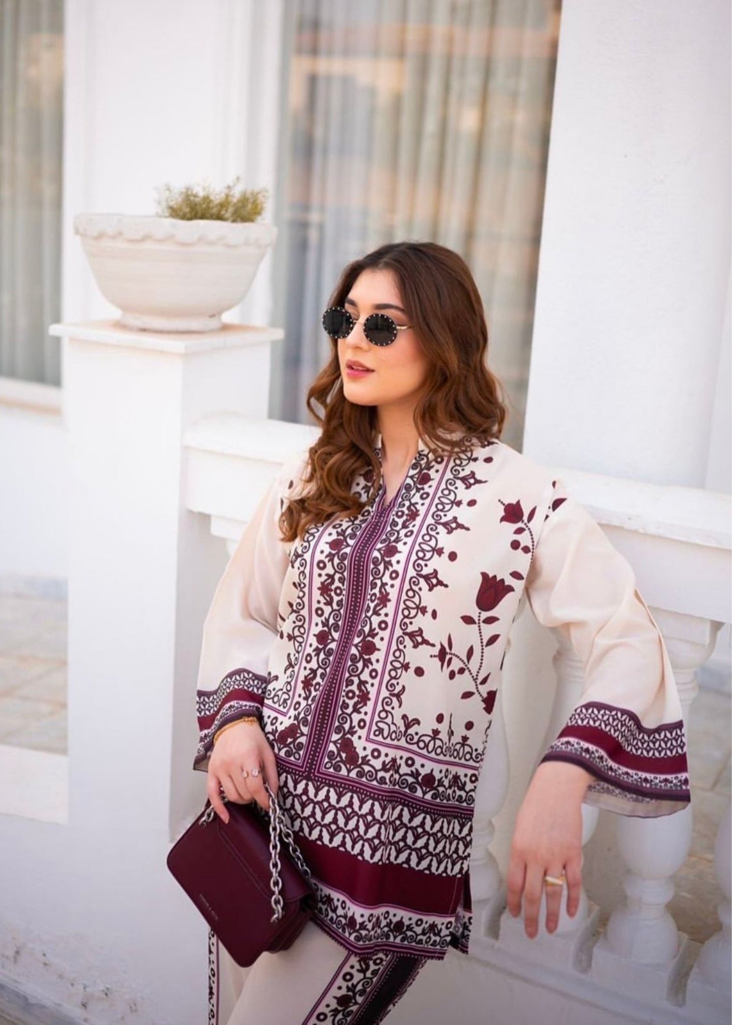 Maroon Essence 2-Piece Co-ords Set (Stitched)