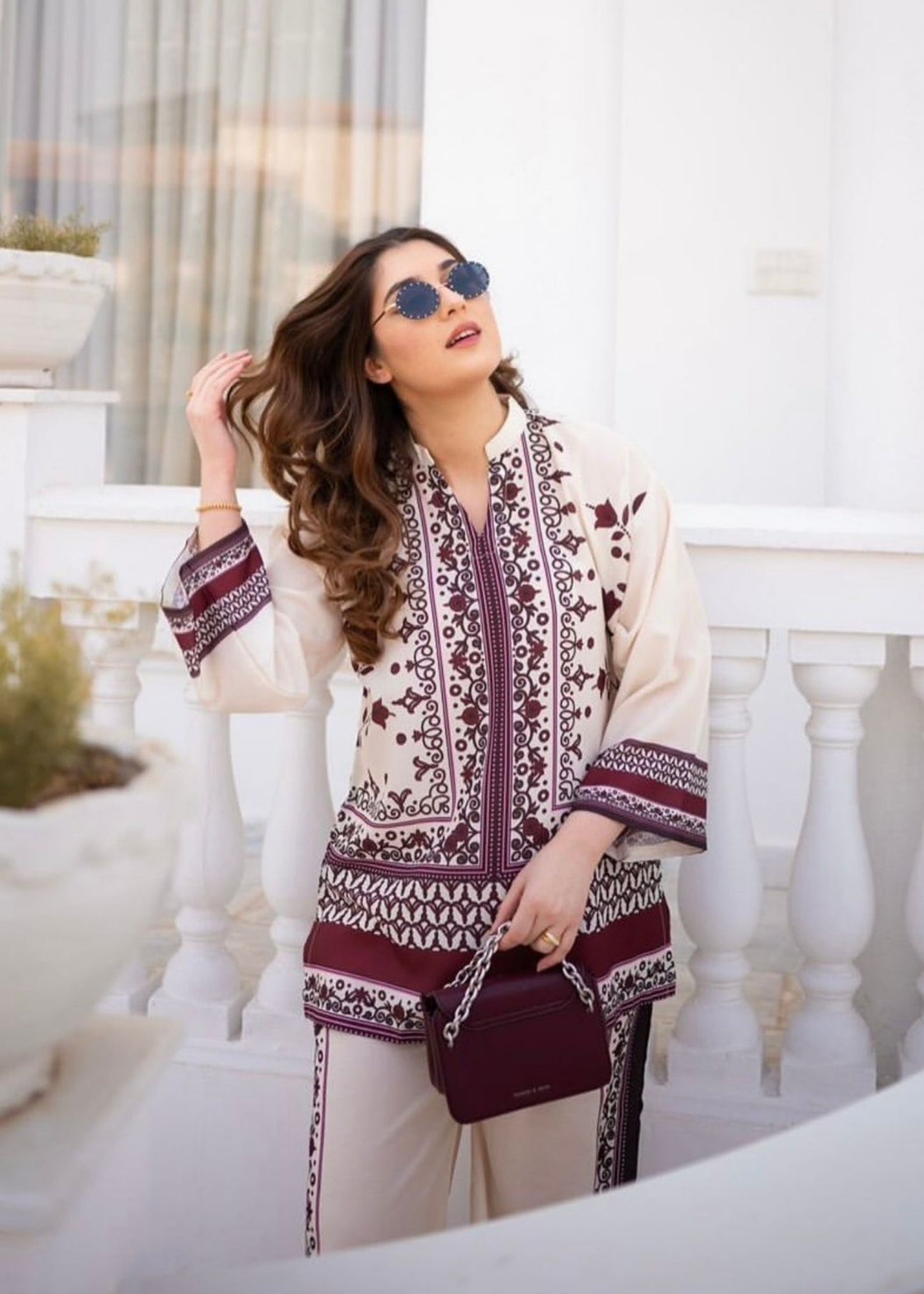 Maroon Essence 2-Piece Co-ords Set (Stitched)