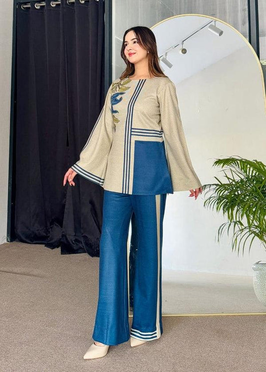 Iris Bloom 2-Piece Co-Ord Set (Stitched)