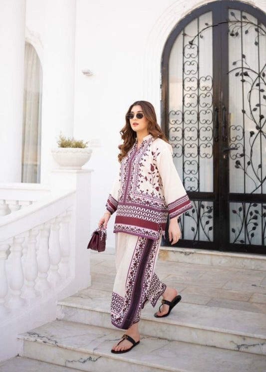 Maroon Essence 2-Piece Co-ords Set (Stitched)