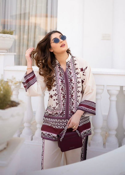 Maroon Essence 2-Piece Co-ords Set (Stitched)
