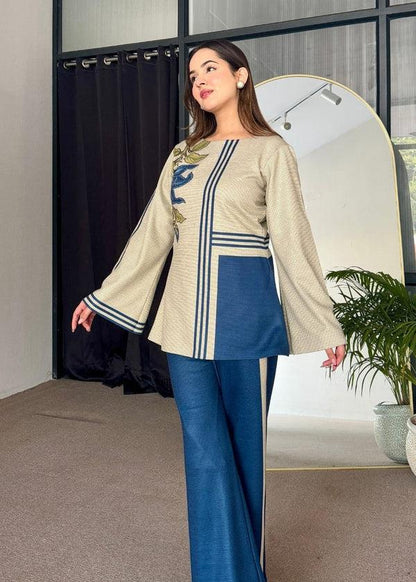 Iris Bloom 2-Piece Co-Ord Set (Stitched)